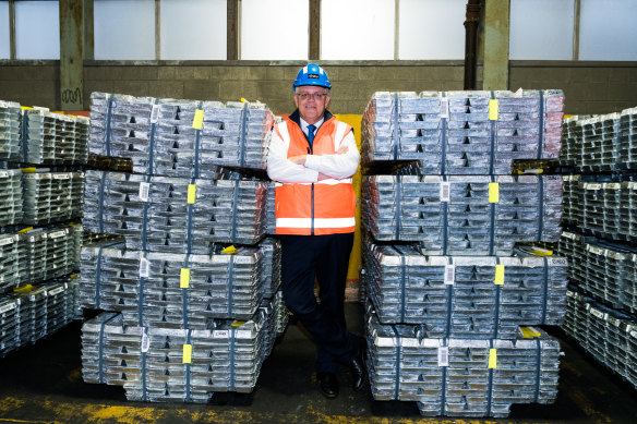 Australian Prime Minister Scott Morrison visits Nyrstar Hobart Smelter in Hobart in the seat of Clark. 