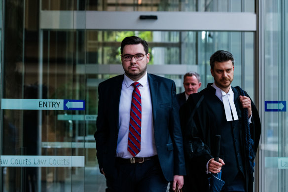 Former federal Liberal political staffer Bruce Lehrmann leaves the Federal Court on Wednesday. 