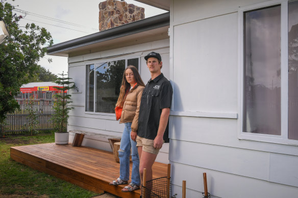 Madeleine Davidson and Jarrad Smith bought their Crib Point home before interest rates started to rise.