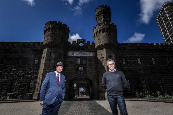 Everyone welcome: The National Trust’s Victorian chief executive  Simon Ambrose, left, and Pentridge precinct manager Michael Wade at the prison entrance.