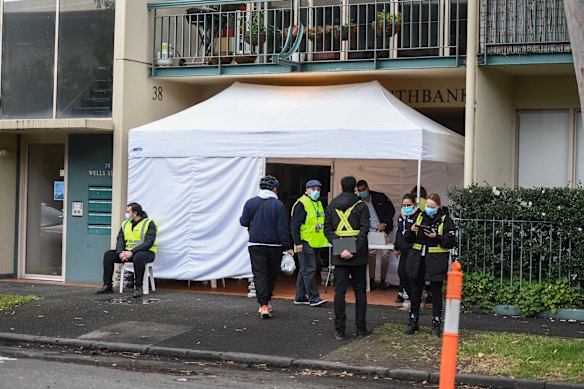 A pop-up testing site in Southbank on Wednesday.