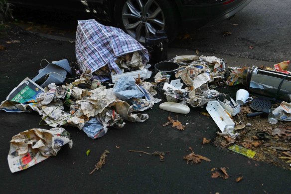 Rubbish dumped in Darlinghurst, Sydney, in May. 
