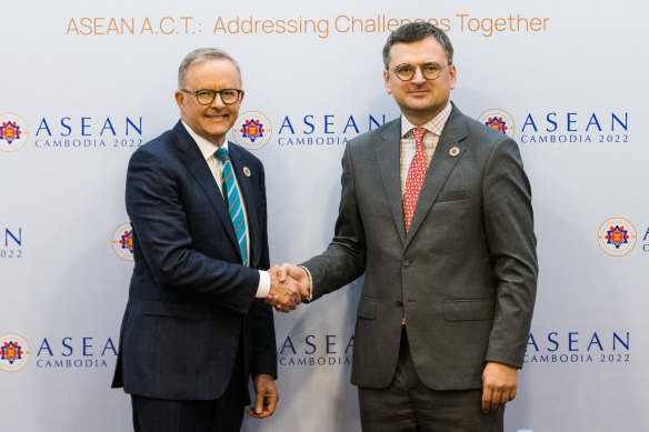 More help: Prime Minister Anthony Albanese met with Ukrainian Foreign Minister Dmytro Kuleba.