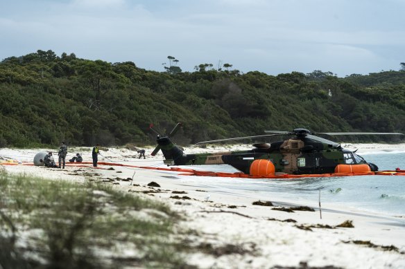 An Australian Army helicopter crashed into water on the NSW South Coast on Wednesday.