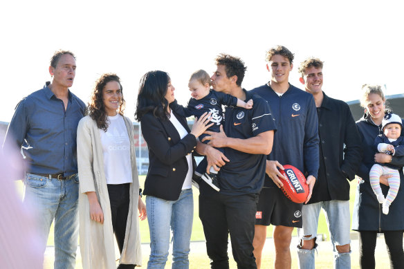 Carlton’s Ed Curnow, centre, has had an influence on Charlie with the tight family hugely respected 