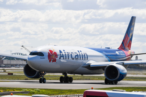 Aircalin on the ground at Sydney Kingsford Smith Airport.