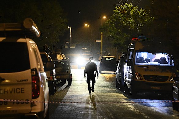 Police frequently respond to horrific crime scenes such as this triple homicide in Campbelltown last month.