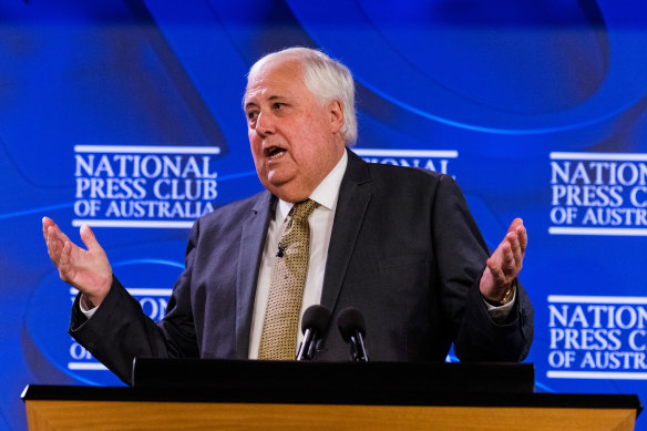 Clive Palmer at the National Press Club today.