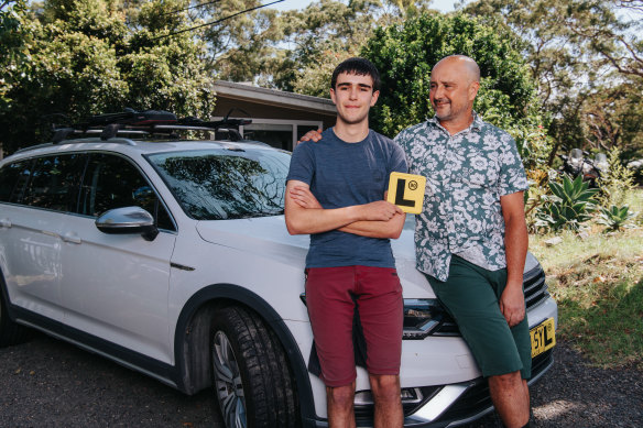 Callum van Schie, 20, has relied on his dad Marcel to help him reach the 120 hours of driving required before he can take his driving test.
