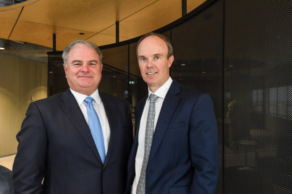 Magellan’s former CEO Brett Cairns and founder Hamish Douglass.