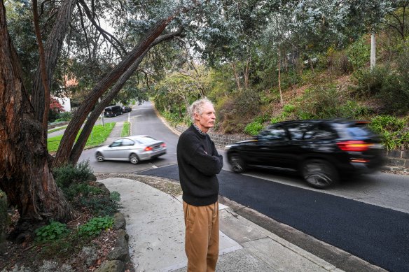 Andrew Mackinnon lives on a Kew residential street that becomes a rat-run during peak hour.