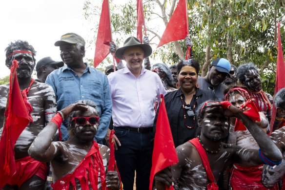 Prime Minister Anthony Albanese at the opening ceremony for the Garma Festival.