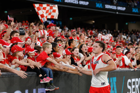 The Swans played in front of a club-record regular season crowd on Friday night at the MCG.