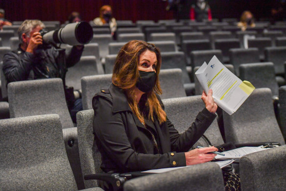 Sky News commentator Peta Credlin at a Daniel Andrews press conference last year.