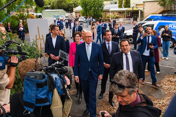 Opposition Leader Peter Dutton in Adelaide.