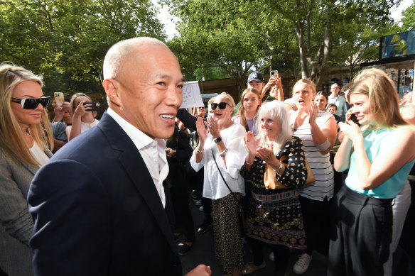 Dr Charlie Teo arrives at the commission hearing this morning.