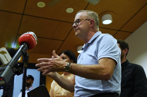 Prime Minister Anthony Albanese in Alice Springs on Tuesday.