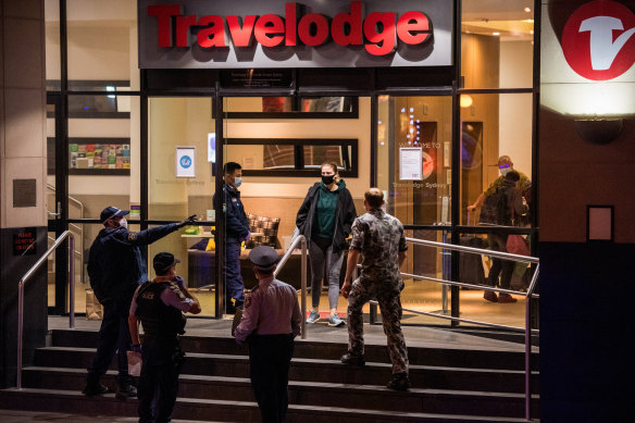 Quarantined travellers had to exit the Travelodge in Sydney over compliance issues.