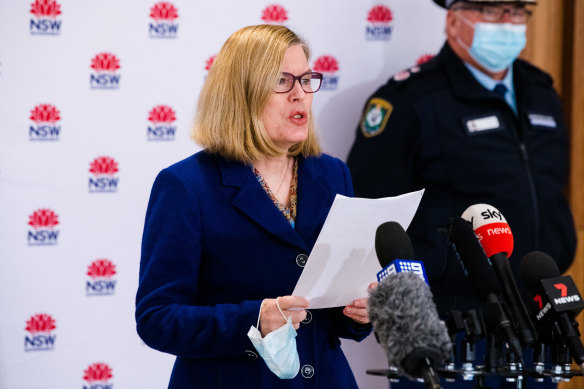 NSW Chief Health Officer Dr Kerry Chant at today’s press conference. 