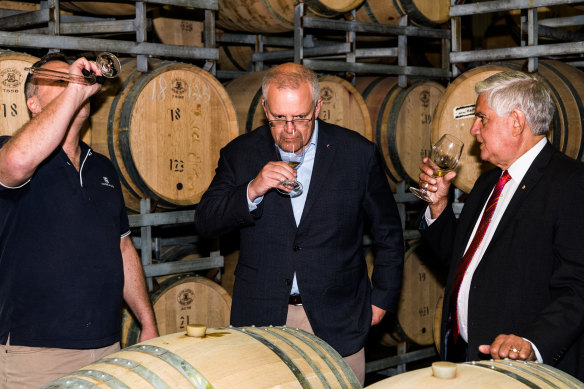 Prime Minister Scott Morrison visits Sandalford Wines in Hasluck in the seat of Swan.
