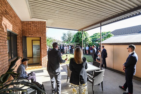 Auctioneer Lucas Pratt took just five bids during a half-hour period for the property at Leylands Parade, Belmore.