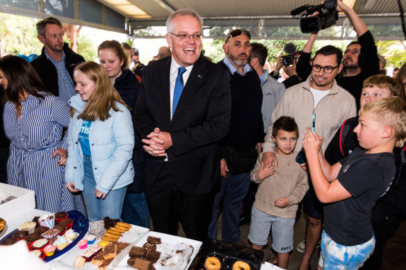 Morrison cast his vote at Lilli Pilli Public School in his seat of Cook on the afternoon of the election. 