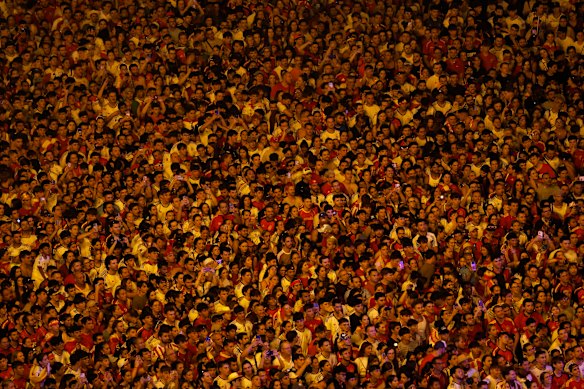 Some of the estimated two million fans gathered for the World Cup parade on Monday (Madrid time).