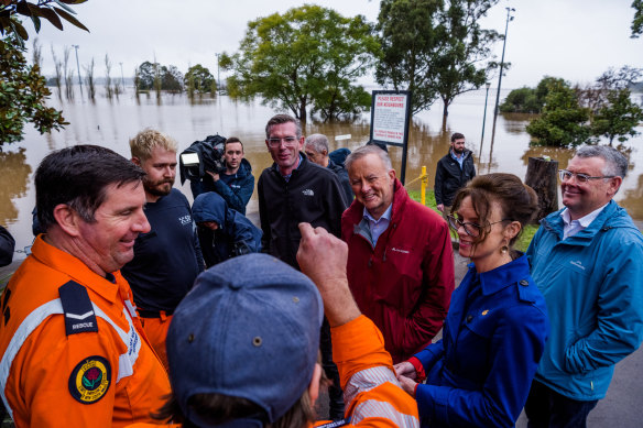 Australian Prime Minister Anthony Albanese meets with SAS volunteers in Richmond, which has been severely affected by floods.