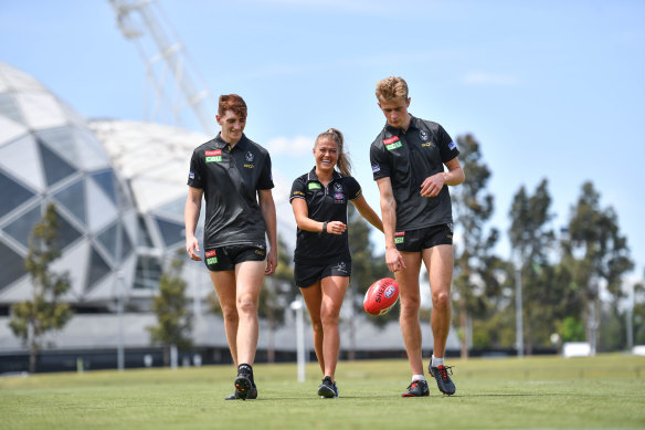 Collingwood's Mark Keane and Anton Tohill, pictured here with fellow Irish recruit Sarah Rowe.