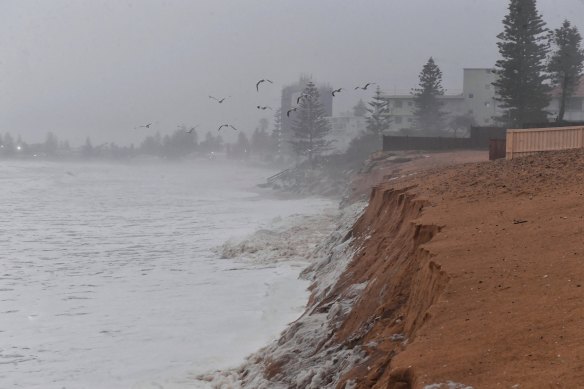 There has been significant beach erosion at Collaroy as strong seas and intense rain impacted the coastline. 