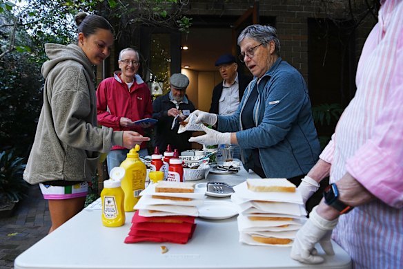 The sausage sizzle at Saint George’s Church voting centre in Paddington, NSW.