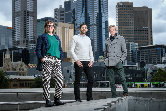 Willow Berzin, from Coalition of Everyone, Sean Trewick, from Circular Economy Victoria, and Kaj Lofgren, from Small Giants Academy, are leading the Regen Melbourne project, based on principles of doughnut economics.
