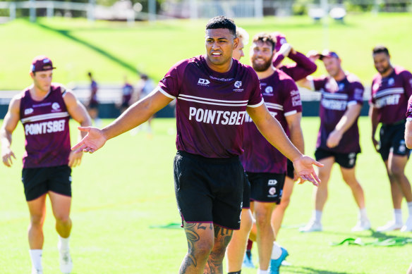 ‘It’s just words’: Haumole Olakau’atu at training on Tuesday.