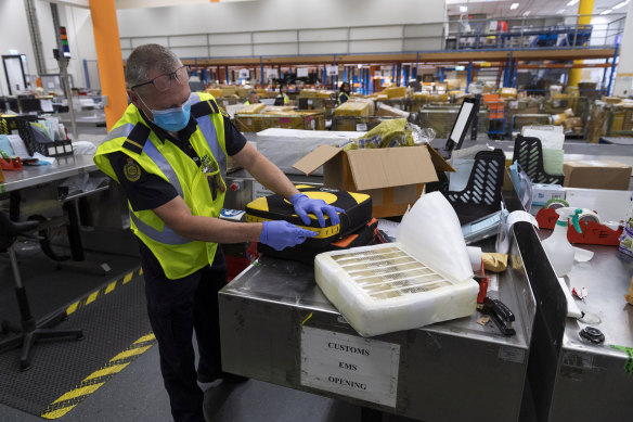 Firearms, car seats containing cigarettes, and molasses wrapped in noodle packets are just some of the items officers uncover at the ABF's mailroom. 