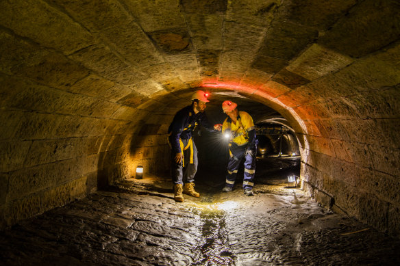 The heritage-listed stormwater tunnel beneath Sydney's CBD.
