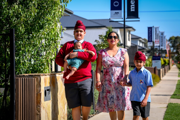 Simar Bamrah, who has recently moved to Donnybrook, with her sons Raninder, Harteg and baby Gurniwaaz.