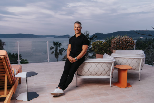 Jason Johnson  in their renovated home La Palma in Palm Beach, which they bought and renovated during the pandemic.