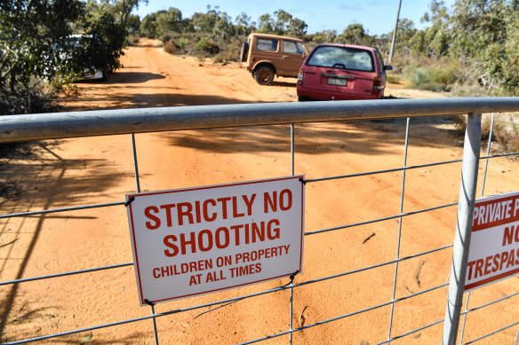 Locked gate: the land in Kaniva owned by Graham Leslie White that contains a massive toxic chemical dump.