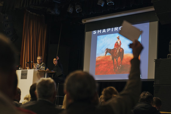 Hugh Sawrey’s The Drover’s Wife was sold for $23,000, $11,000 over the estimate.