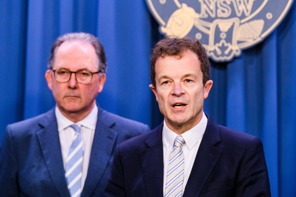 NSW Opposition Leader Mark Speakman (right) and frontbencher Alister Henskens.