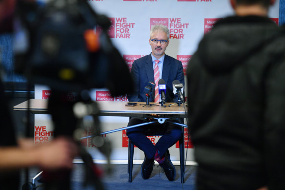 Mr Bornstein speaks to the media in June 2020 about sexual harassment claims made against former High Court judge Dyson Hayden.