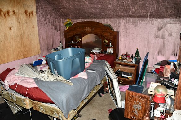 In an undated police handout, a bedroom at a home at 2 Blake Street in Waterbury, Conn. Police say a man was held captive for two decades in the home.