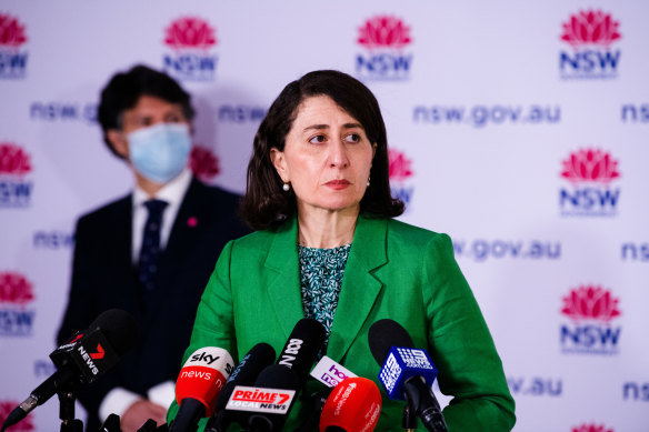 Minister for Customer Service Victor Dominello and Premier Gladys Berejiklian. 