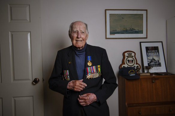 WW2 veteran Frank McGovern at his Randwick home, 2020.