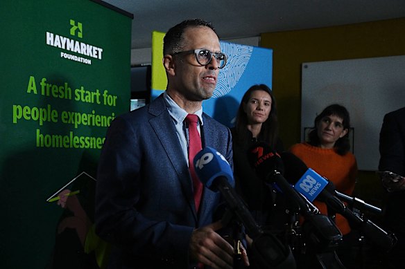 NSW Treasurer Daniel Moohkey at a press conference in Newtown on Wednesday, 13 May, 2026. 
