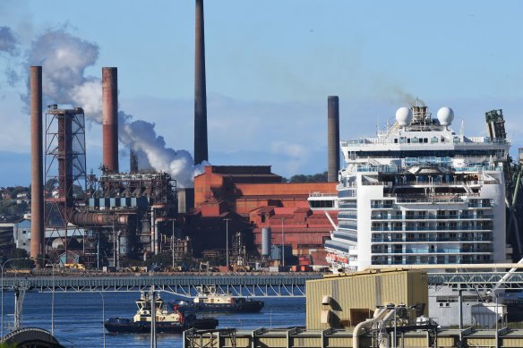 The Ruby Princess docked in Port Kembla on Monday.