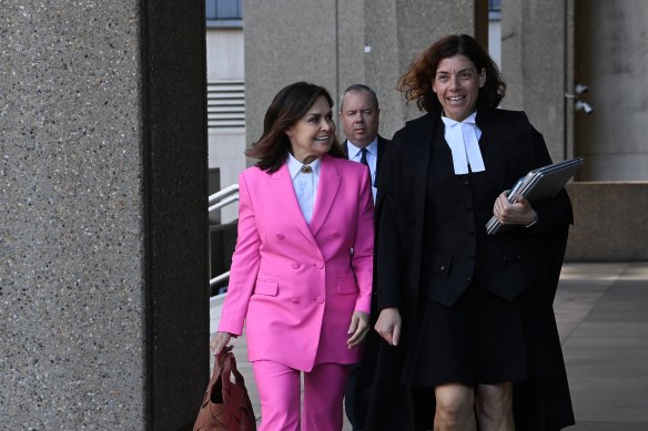 Lisa Wilkinson and her barrister Sue Chrysanthou, SC, outside the Federal Court in Sydney last year.