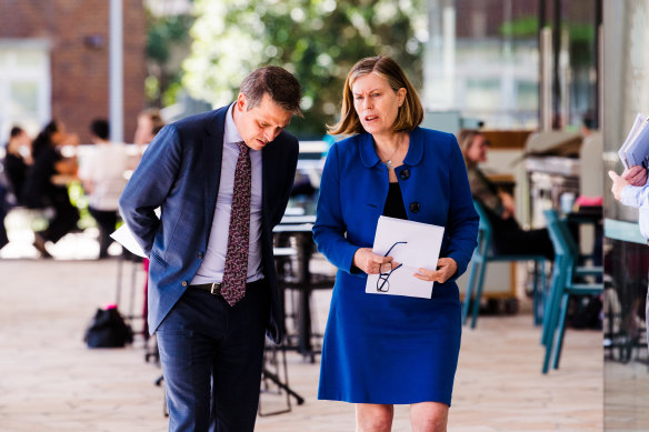 NSW Chief Health Officer Dr Kerry Chant (right) with Health Minister Ryan Park last month.