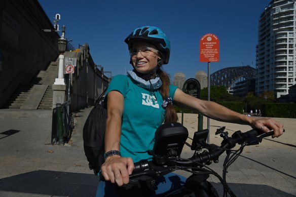 Francesca Caneva at the Burton Street steps on the north western side of the Sydney Harbour Bridge.