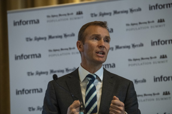 Planning Minister Rob Stokes at the Herald's Population Summit on Monday.